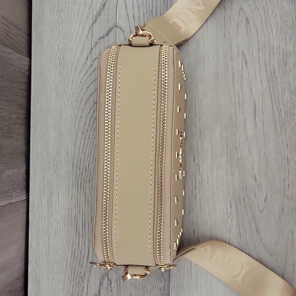 Valentino Orlandi Taupe Small Camera Bag Studded Crossbody Vegan‎ Leather NEW - Picture 3 of 14